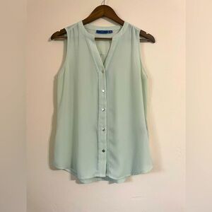 Apt‎ 9 Sleeveless Button Down Flowy Blouse, XS Mint Green